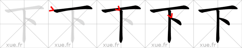 Chinese Hanzi stroke order for 下