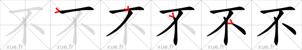 Chinese Hanzi stroke order for 不
