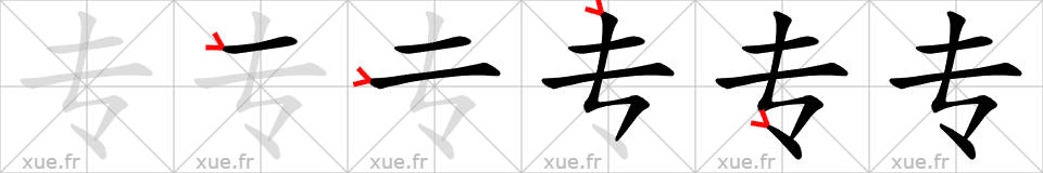 Chinese Hanzi stroke order for 专