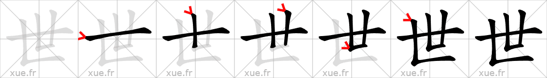 Chinese Hanzi stroke order for 世
