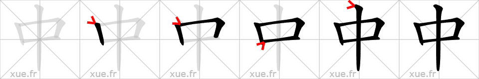Chinese Hanzi stroke order for 中