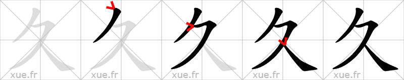 Chinese Hanzi stroke order for 久