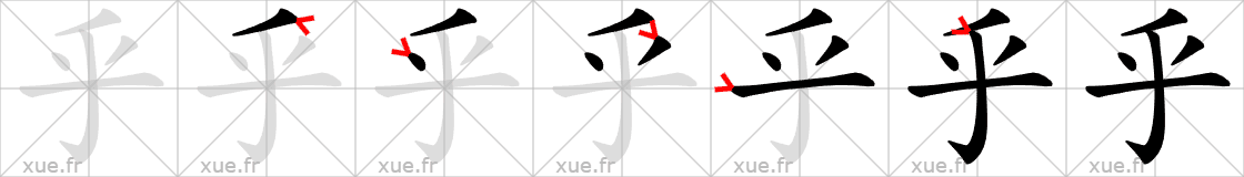 Chinese Hanzi stroke order for 乎