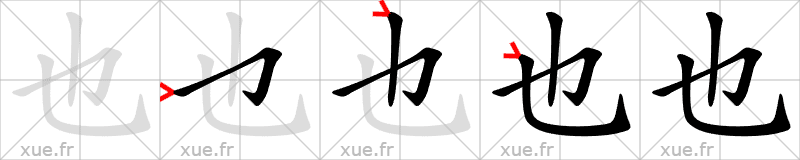 Chinese Hanzi stroke order for 也