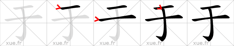 Chinese Hanzi stroke order for 于