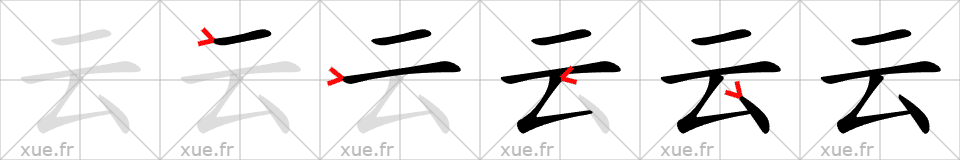 Chinese Hanzi stroke order for 云