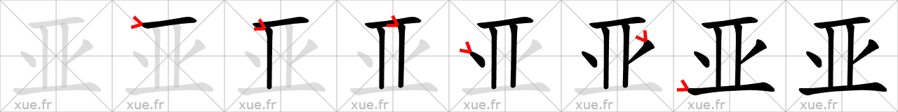 Chinese Hanzi stroke order for 亚
