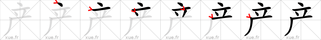 Chinese Hanzi stroke order for 产