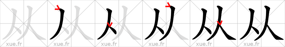 Chinese Hanzi stroke order for 从