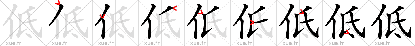 Chinese Hanzi stroke order for 低
