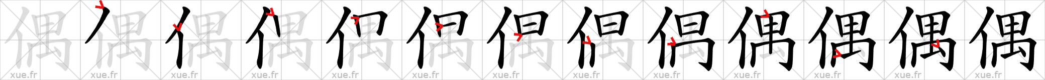 Chinese Hanzi stroke order for 偶