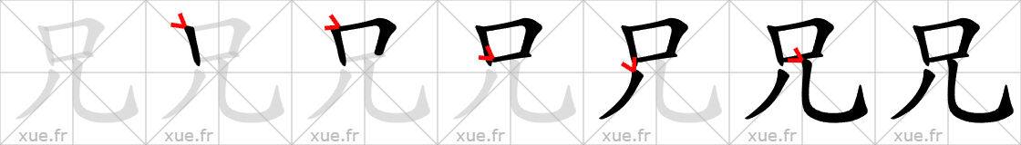 Chinese Hanzi stroke order for 兄