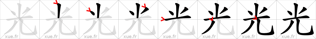 Chinese Hanzi stroke order for 光
