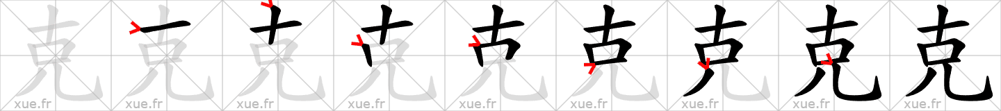 Chinese Hanzi stroke order for 克