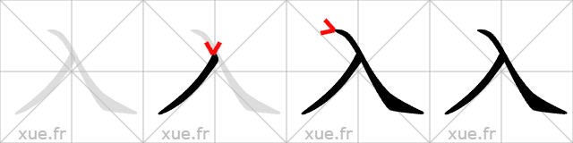 Chinese Hanzi stroke order for 入