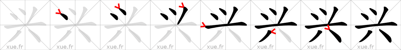 Chinese Hanzi stroke order for 兴