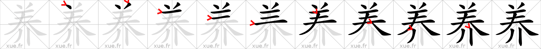 Chinese Hanzi stroke order for 养