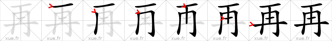 Chinese Hanzi stroke order for 再