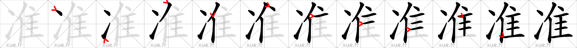 Chinese Hanzi stroke order for 准