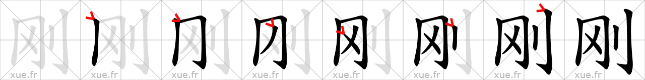 Chinese Hanzi stroke order for 刚