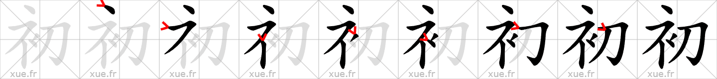 Chinese Hanzi stroke order for 初