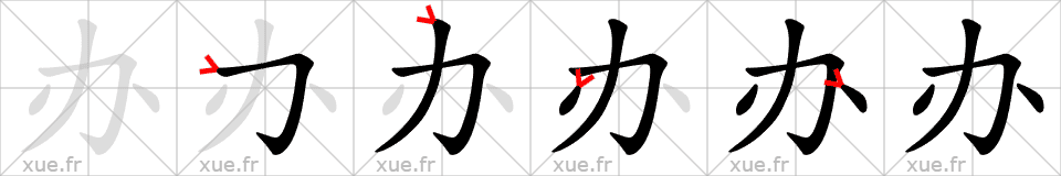 Chinese Hanzi stroke order for 办