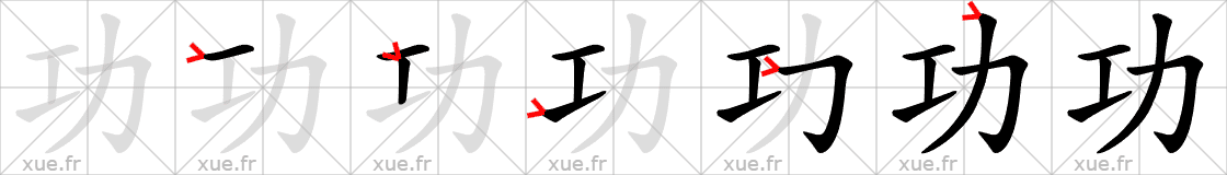 Chinese Hanzi stroke order for 功