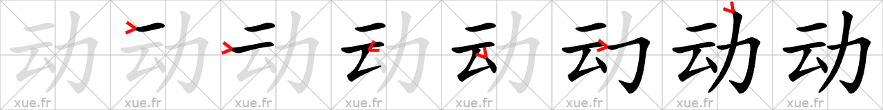Chinese Hanzi stroke order for 动