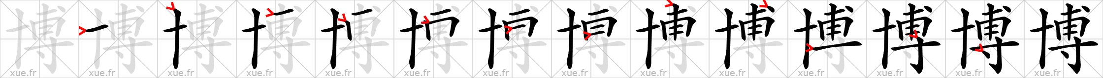 Chinese Hanzi stroke order for 博