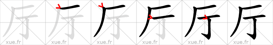Chinese Hanzi stroke order for 厅