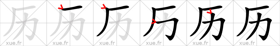 Chinese Hanzi stroke order for 历