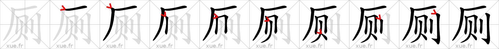Chinese Hanzi stroke order for 厕