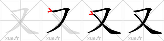 Chinese Hanzi stroke order for 又