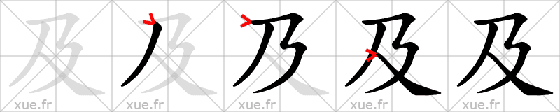 Chinese Hanzi stroke order for 及