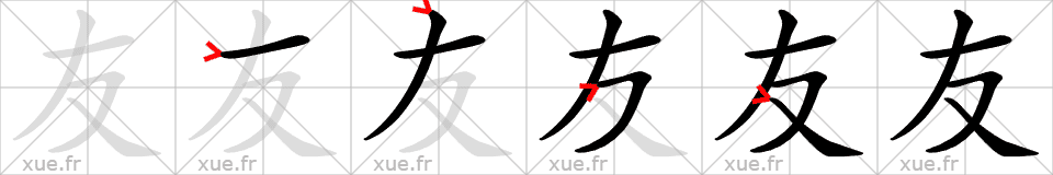 Chinese Hanzi stroke order for 友