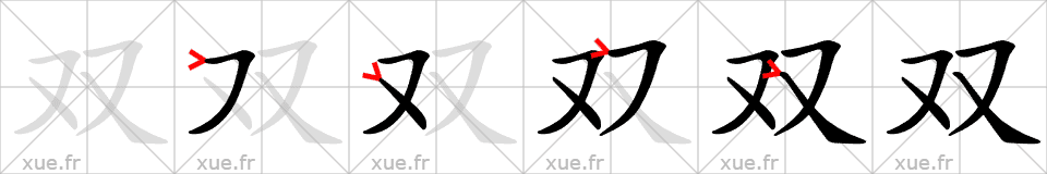 Chinese Hanzi stroke order for 双