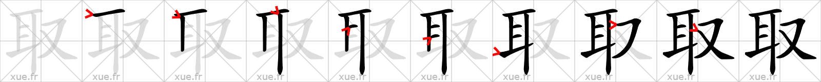 Chinese Hanzi stroke order for 取