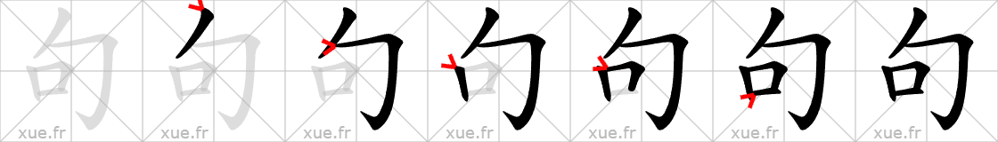 Chinese Hanzi stroke order for 句