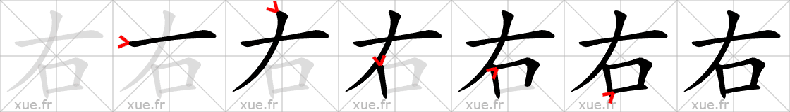 Chinese Hanzi stroke order for 右