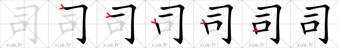 Chinese Hanzi stroke order for 司
