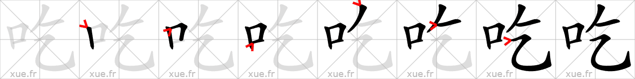 Chinese Hanzi stroke order for 吃