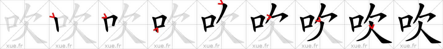 Chinese Hanzi stroke order for 吹