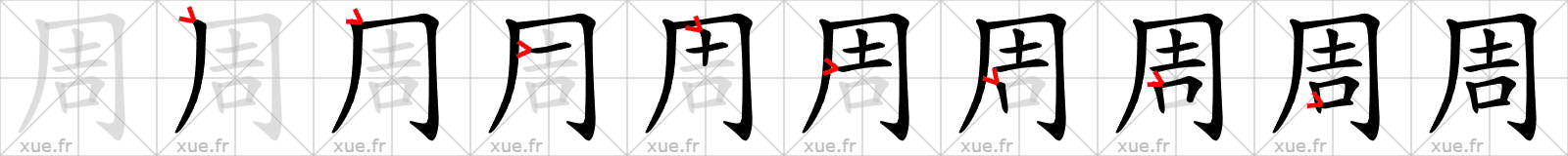 Chinese Hanzi stroke order for 周
