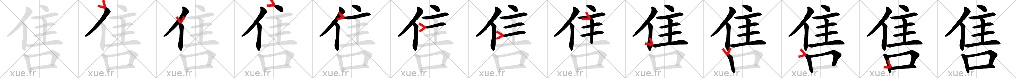 Chinese Hanzi stroke order for 售