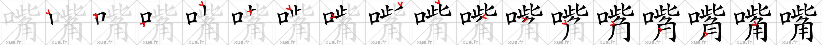Chinese Hanzi stroke order for 嘴