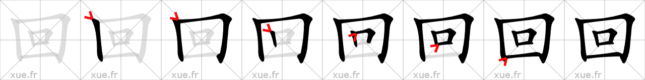 Chinese Hanzi stroke order for 回