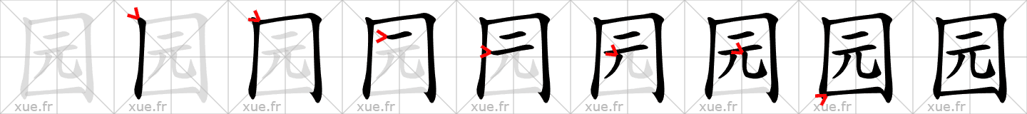 Chinese Hanzi stroke order for 园