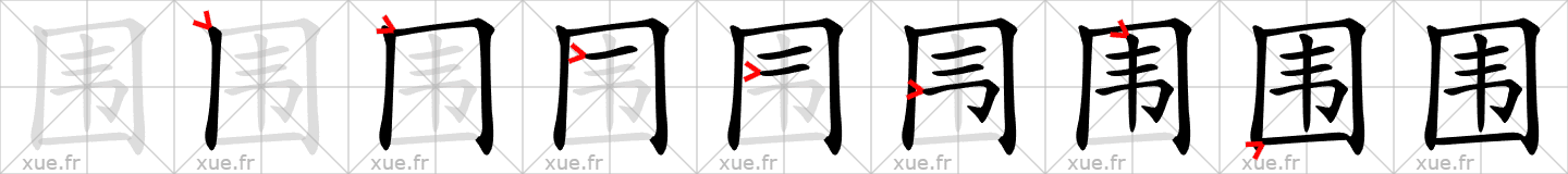 Chinese Hanzi stroke order for 围