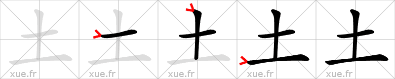 Chinese Hanzi stroke order for 土