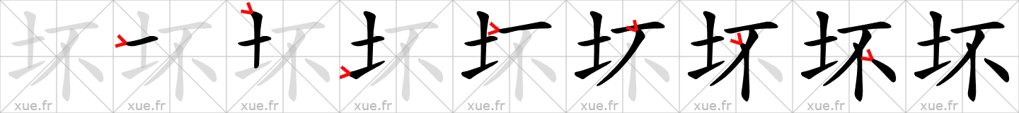 Chinese Hanzi stroke order for 坏